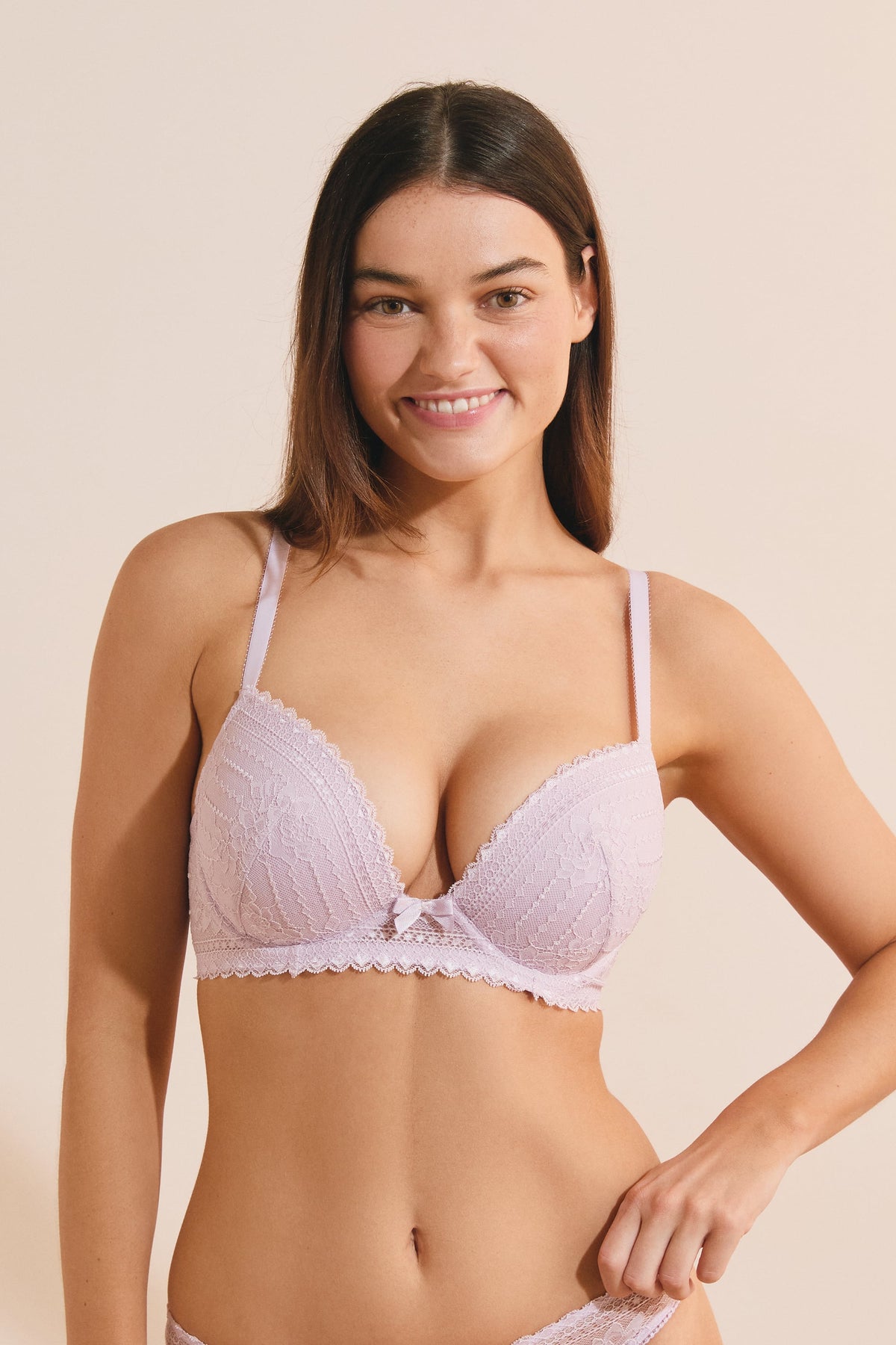 Soutien-gorge N.5 - Coques fines plongeant - LILAS
