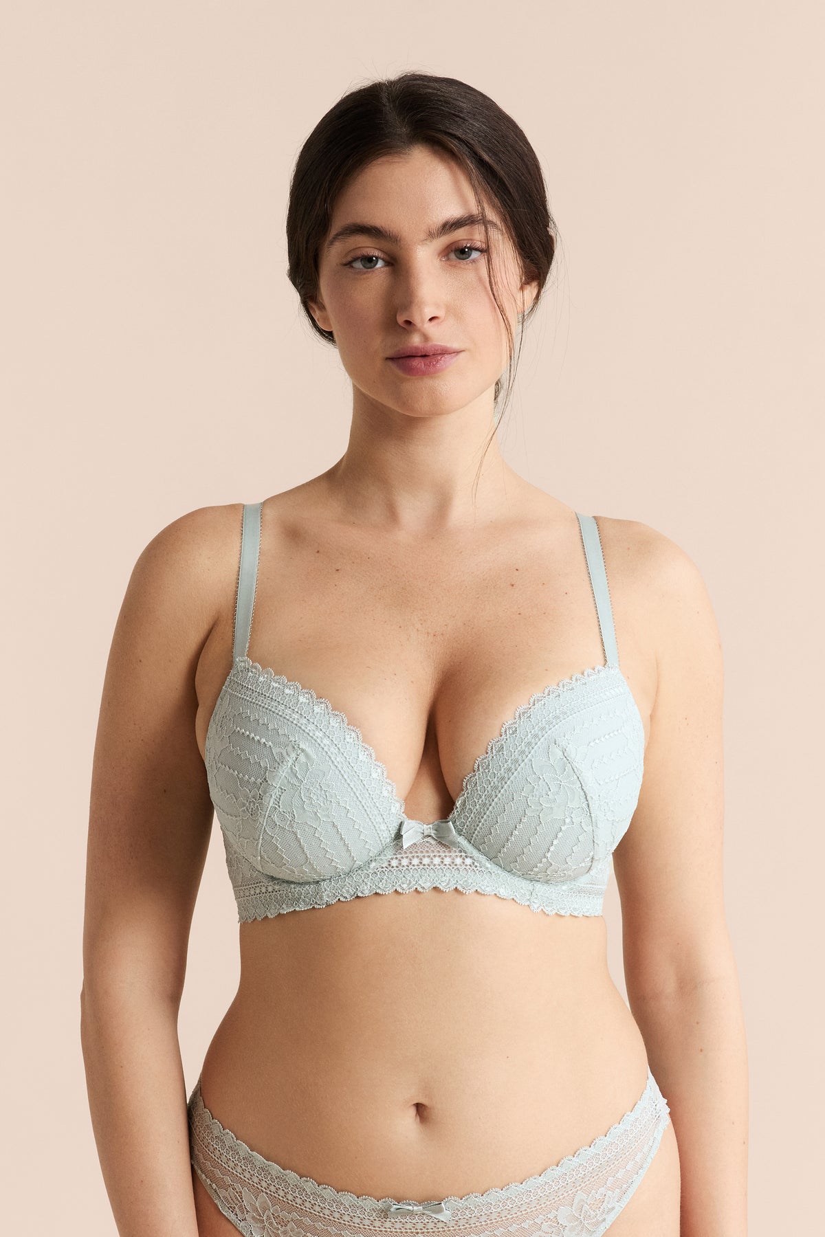 Soutien-gorge N.5 - Coques fines plongeant - VERT BLEU