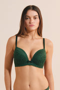 Soutien-gorge n°5 - Coques fines plongeant - VERT SAPIN