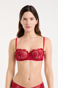 Soutien-gorge n° 9 - Balconnet brodé - ROUGE